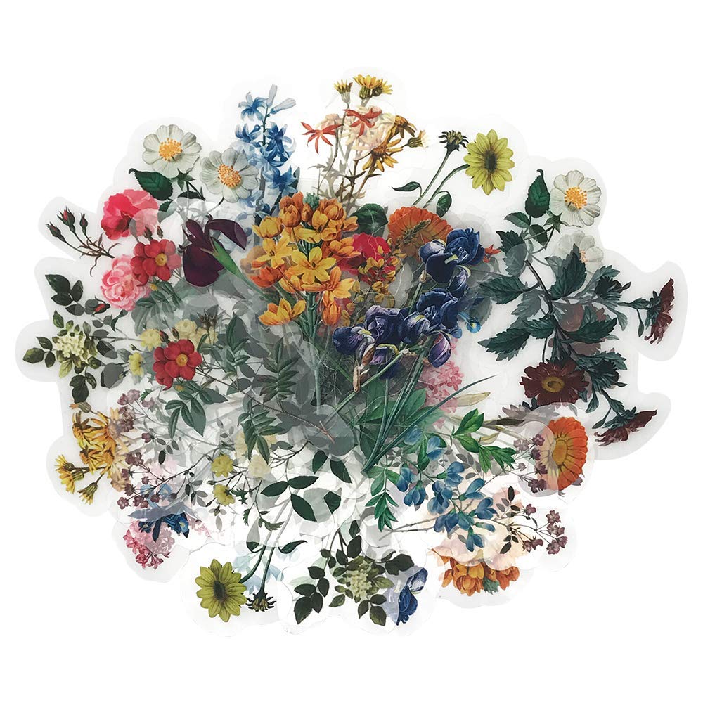 HASTHIP Vinyl Waterproof Spring Flower Plant Stickers for Children and Adults (Multicolour) - 46 Pieces HASTHIP Vinyl Waterproof Spring Flower Plant Stickers for Children and Adults (Multicolour) - 46 Pieces